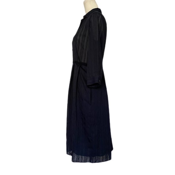 ATM Anthony Thomas Melillo Navy Sheer Stripe Lined Button Down Dress Small New - Picture 4 of 6